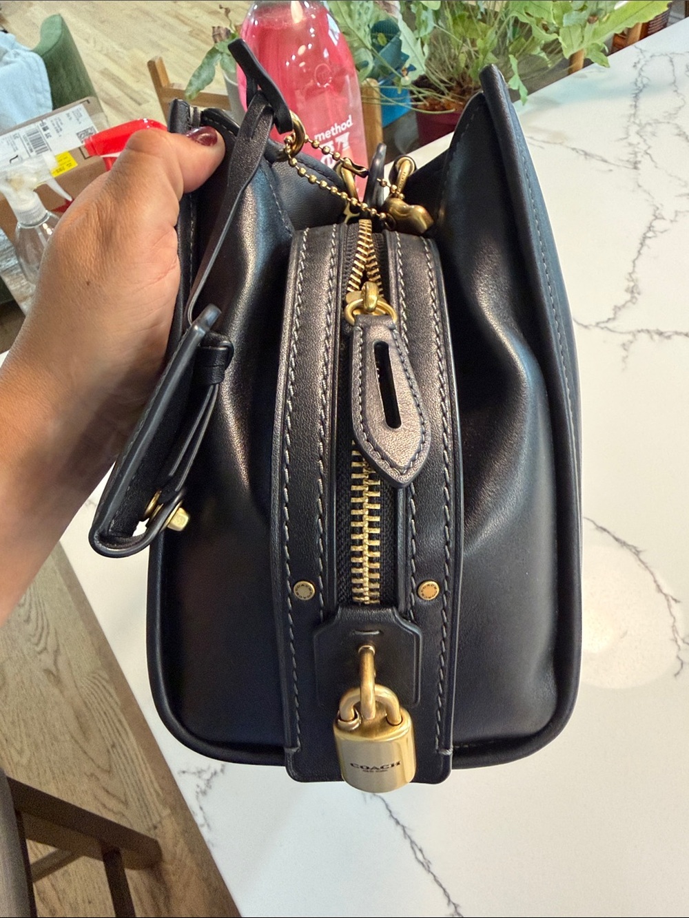 COACH Rogue 31 Black Soft Leather Satchel with Gold Logo - Picture 3 of 16